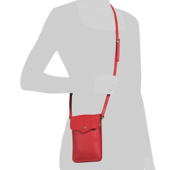 NEW ISADORA Made In Italy Leather Dual Compartment Phone Holder Crossbod 262mn - Picture 1 of 5